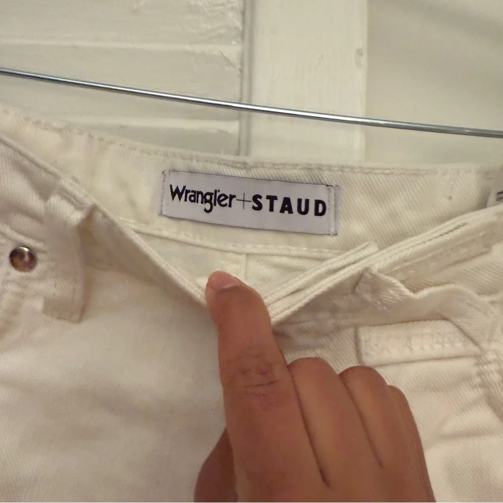 Staud Wrangler Long Denim Shorts